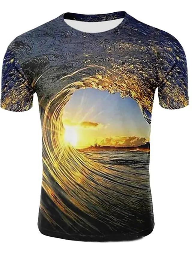 Men's 3D Abstract Print T-Shirt Light Purple S