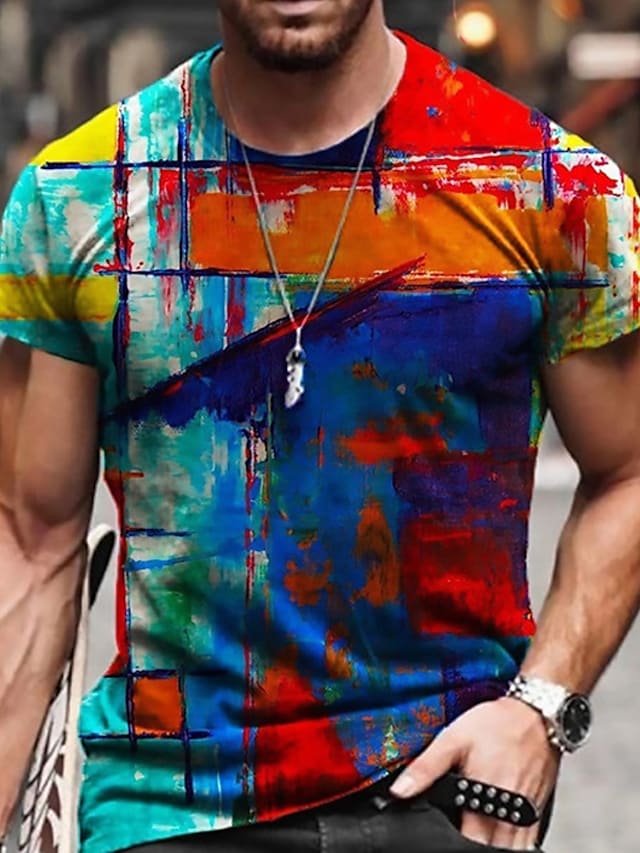 Men's Graphic Prints Graffiti Daily Holiday Print Short Sleeve Tops