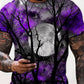 Men's  Tee T shirt Shirt 3D Print Graphic Prints Moon Print Short Sleeve Halloween Tops Casual Designer Big and Tall Blue Purple Gray / Summer
