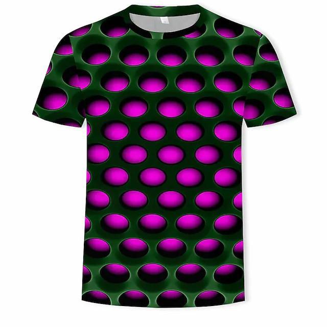 New Men's T shirt 3D Print Graphic Optical Illusion Plus Size Short Sleeve Casual Tops