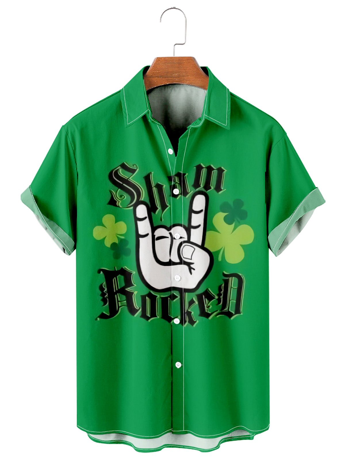 St. Patrick's Day casual loose men's plus size short-sleeved Shirt