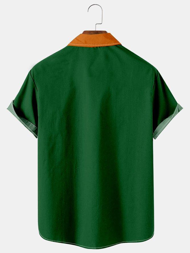 St. Patrick's Day Simple Clover Color Matching Men's Shirt