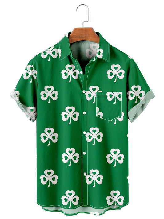 St Patrick's Simple Clover Print Men's Shirt