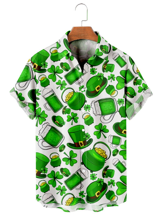 St. Patrick's Day casual loose men's plus size short-sleeved Shirt