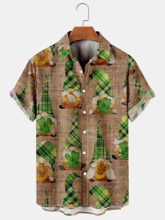 St. Patrick's Day Clover Elf Casual Loose Men's Large Short Sleeve Shirt