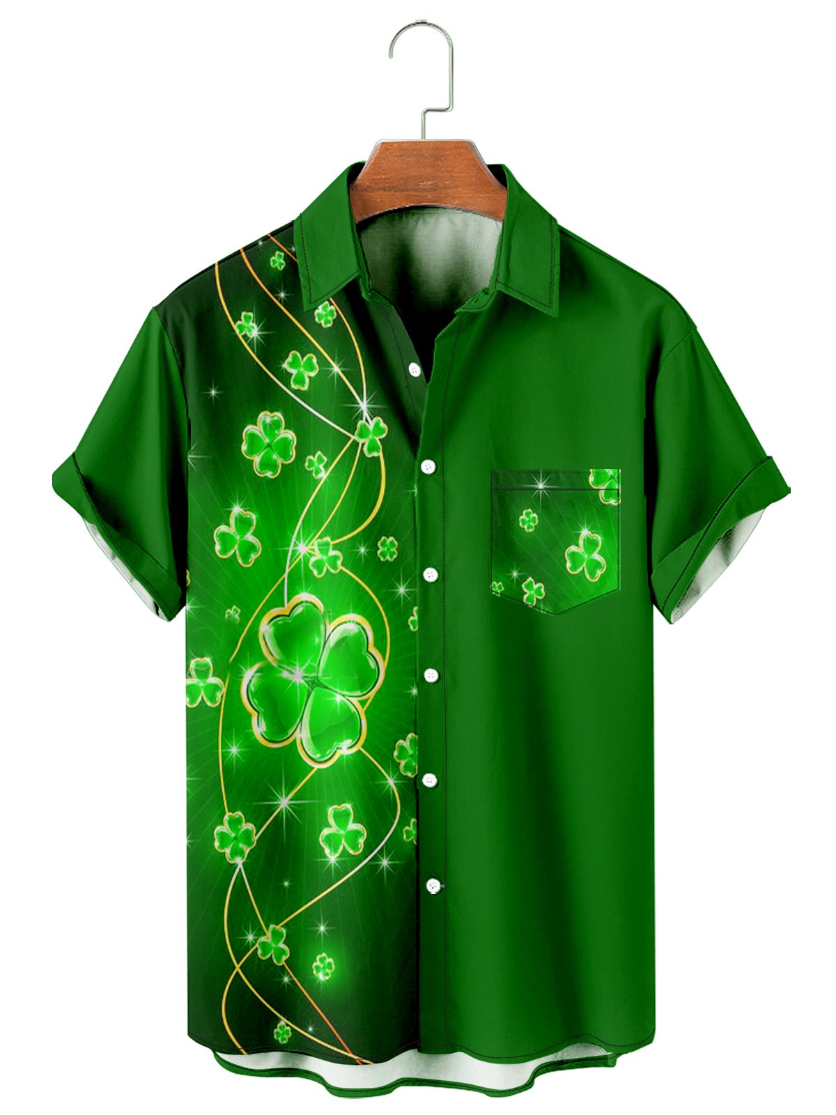 St Patrick's Simple Clover Stitching Men's Large Shirt