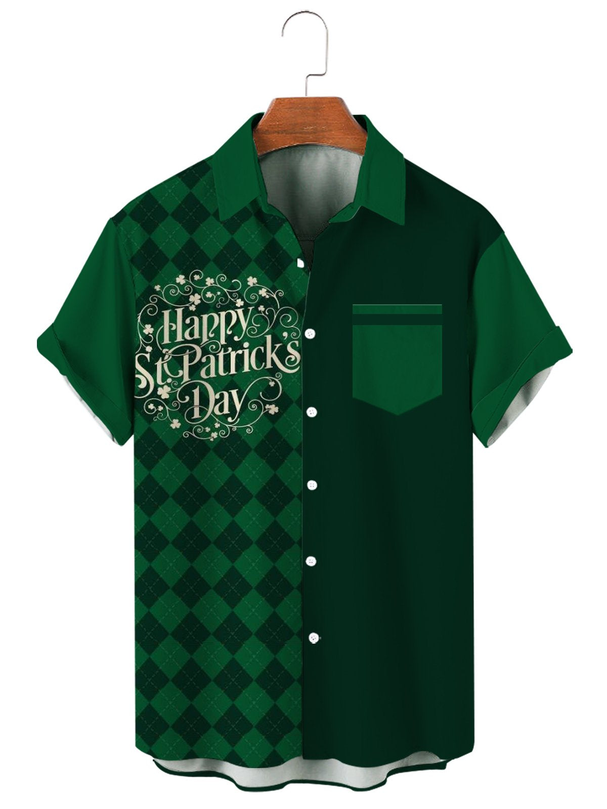 St. Patrick's Day Casual Loose Men's Large Short Sleeve Shirt