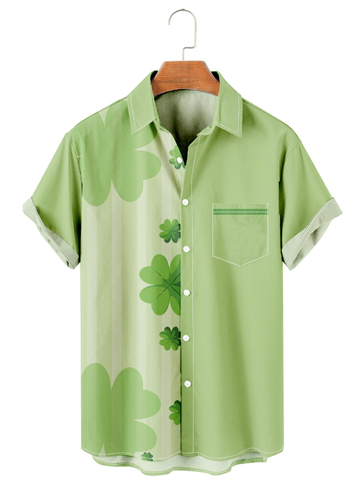 St. Patrick's Day Simple Clover Stripe Stitching Men's Large Shirt