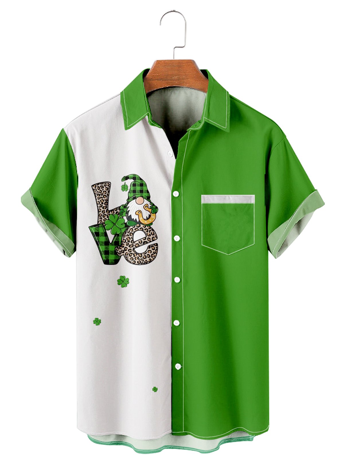 St. Patrick Simple Lucky Grass Men's Large Short Sleeve Shirt