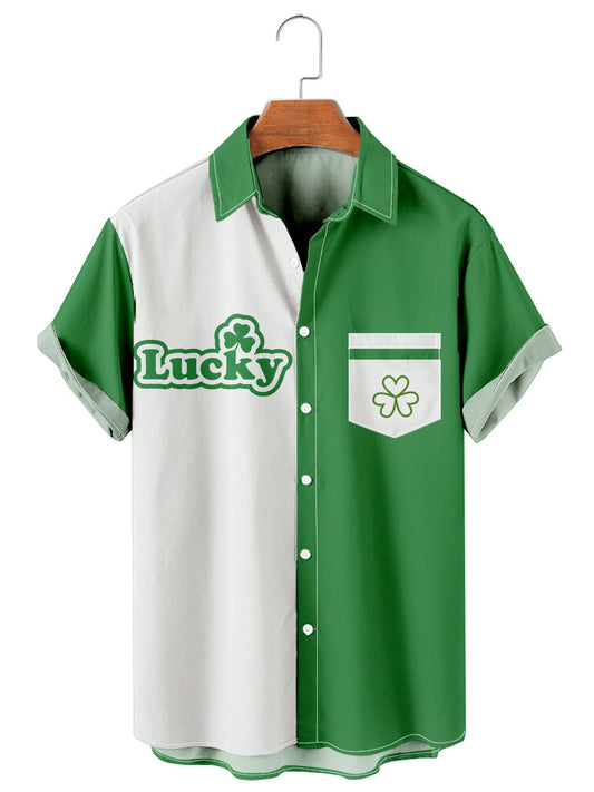 St. Patrick's Day Simple Lucky Clover Men's Large Shirt