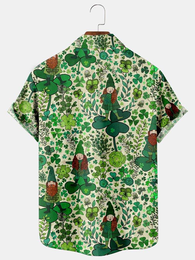 St. Patrick's Day Clover Casual Loose Men's Large Short Sleeve Shirt