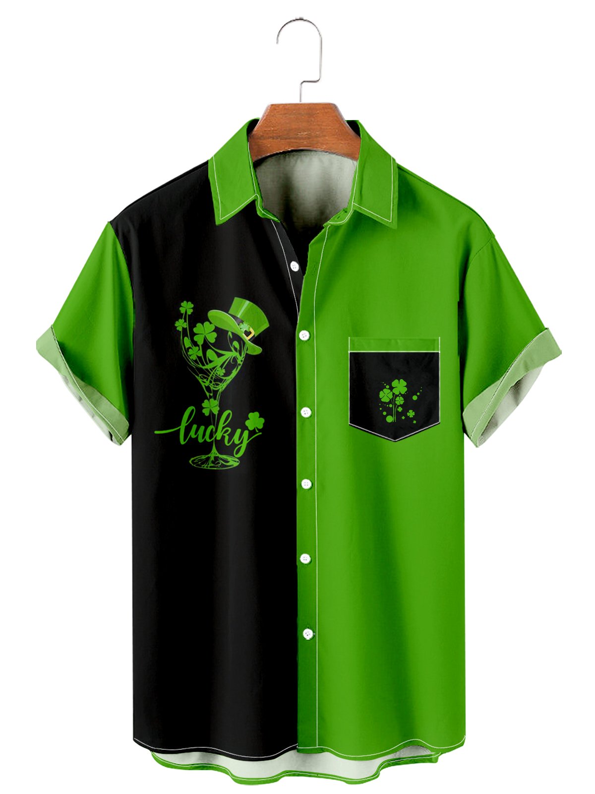 St. Patrick's Day casual loose men's plus size short-sleeved Shirt