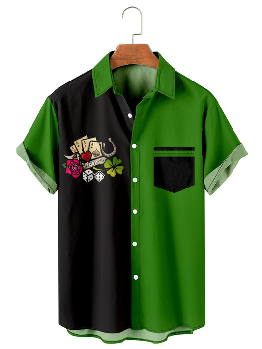 Simple St. Patrick's Day Clover Stitching Men's Large Shirt