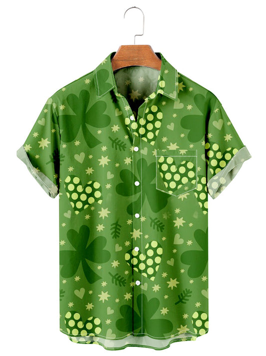 St. Patrick's Day Clover Print Men's Large Shirt