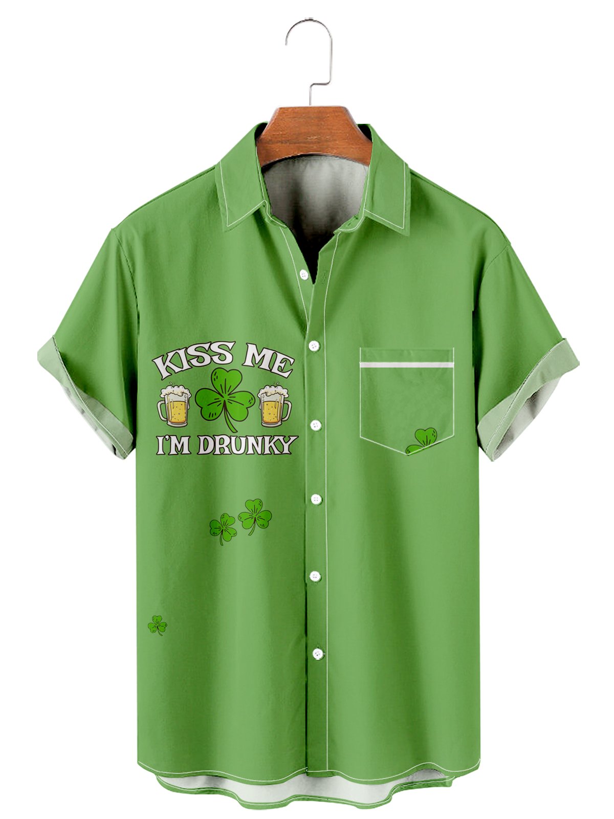 St. Patrick's Day casual loose men's plus size short-sleeved Shirt