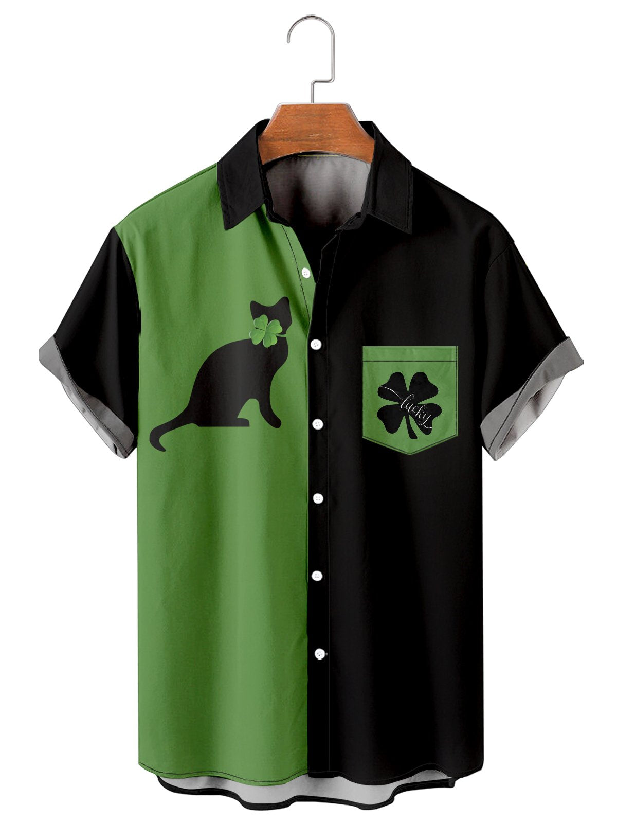 St. Patrick's Day Clover Cat Men's Shirt