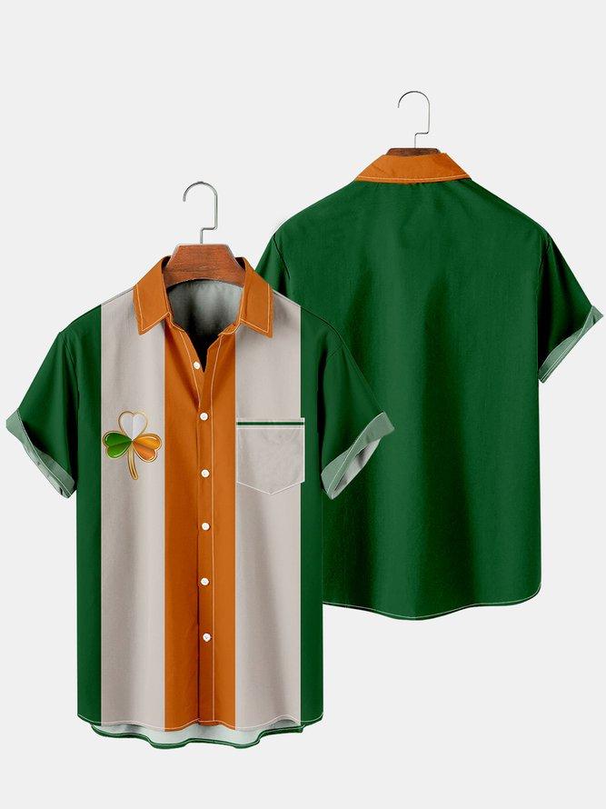 St. Patrick's Day Simple Clover Color Matching Men's Shirt