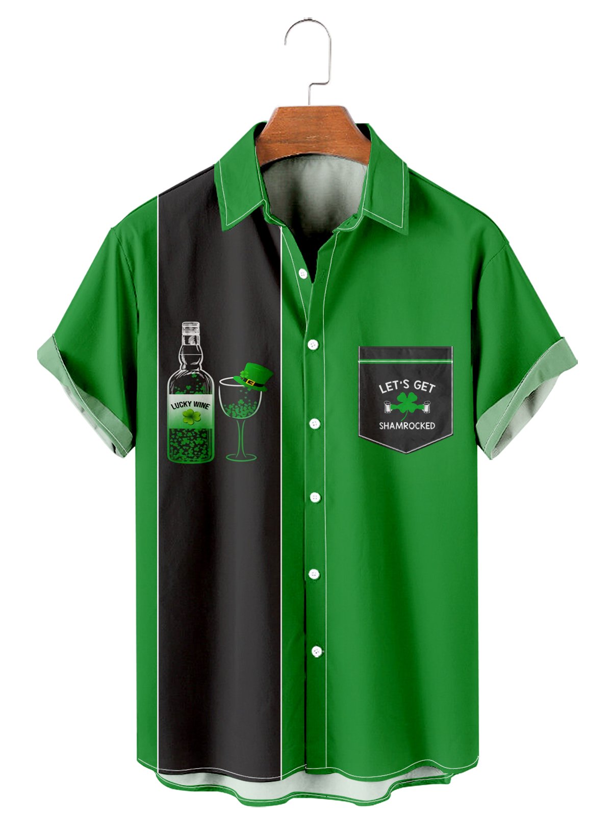 St. Patrick's Day casual loose men's plus size short-sleeved Shirt