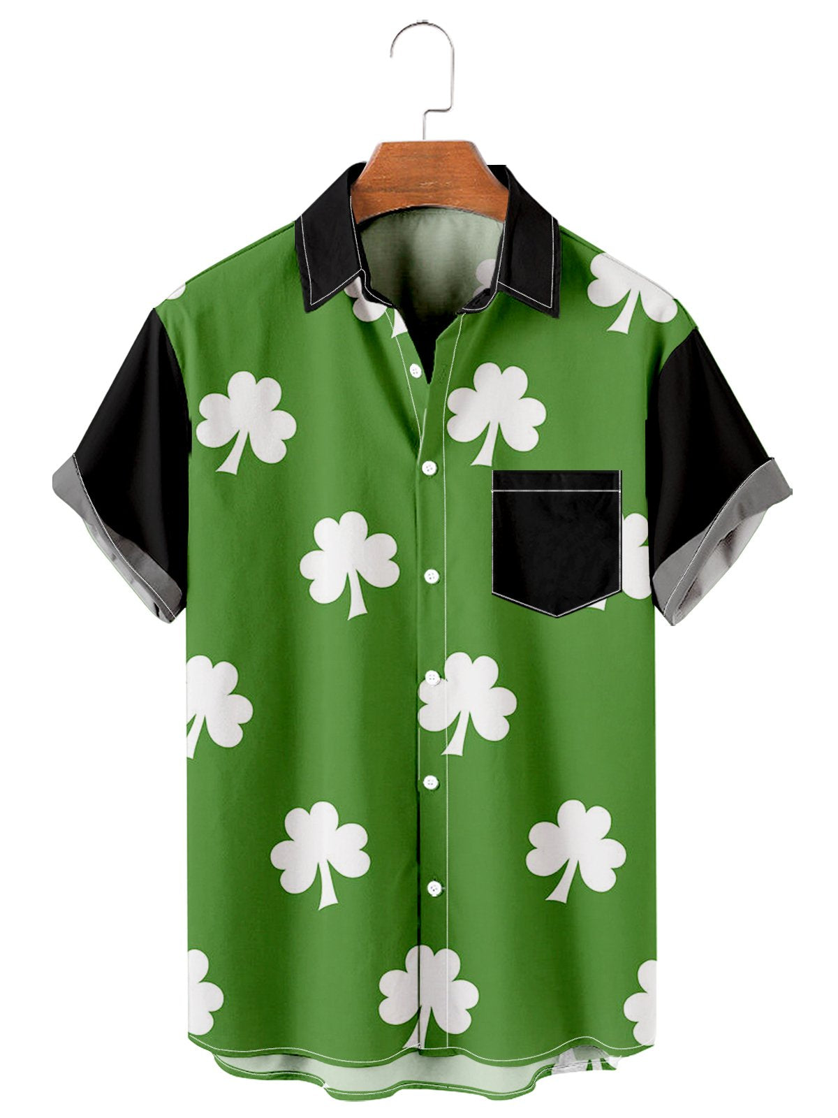 Simple St. Patrick's Day Clover Print Men's Large Shirt