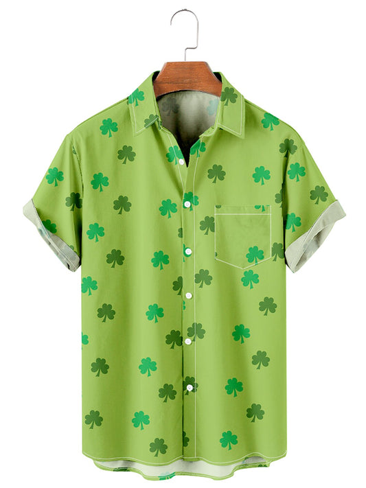 Simple St. Patrick's Day Men's Clover Print Shirt