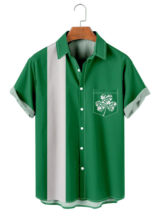 St Patrick's Simple Striped Clover Men's Shirt