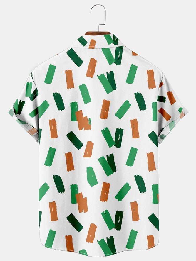 St. Patrick's Day Colorful Geometric Pattern Casual Men's Large Short Sleeve Shirt