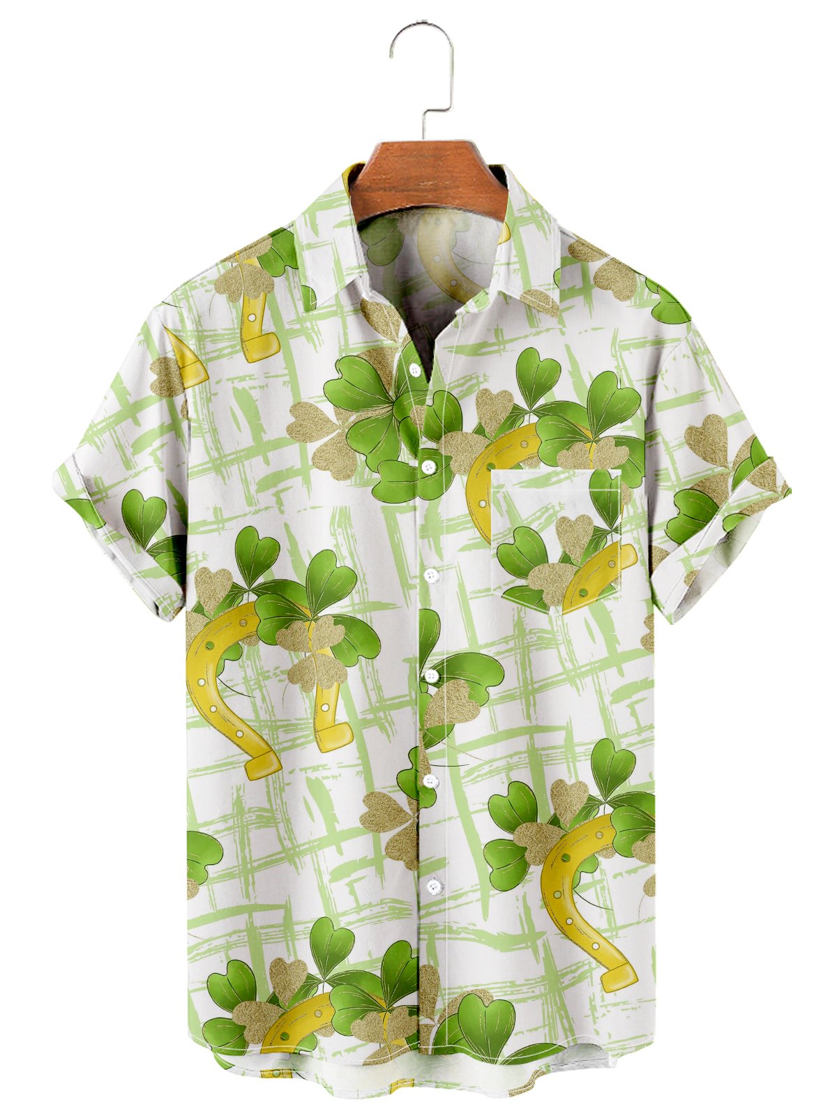 St Patrick's Clover Print Men's Large Shirt