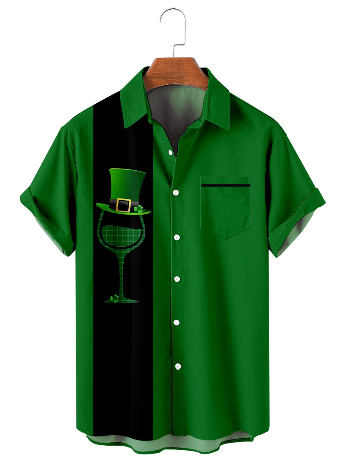 St. Patrick's Day Loose Casual Men's Large Short Sleeve Shirt