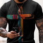 Men's oil painting faith Jesus cross print casual T-shirt