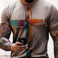 Men's oil painting faith Jesus cross print casual T-shirt