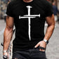 Men's Cross Print Jesus Christian Casual T-shirt