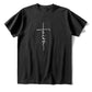 Trendy Short Sleeve Cross Print T-shirt Black T-shirt