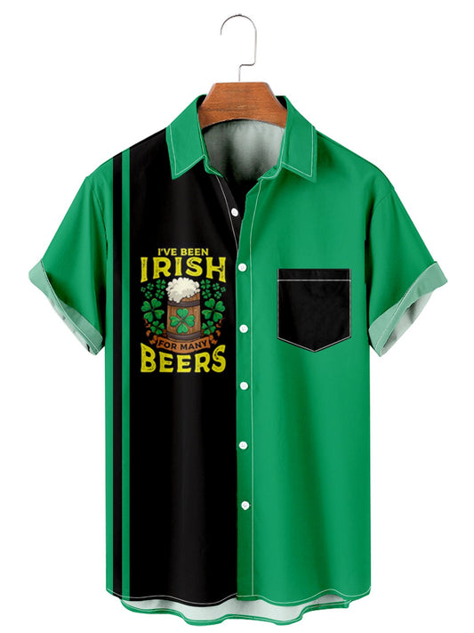 St. Patrick's Day casual loose men's plus size short-sleeved Shirt