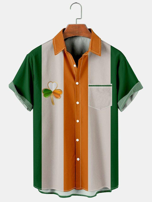 St. Patrick's Day Simple Clover Color Matching Men's Shirt