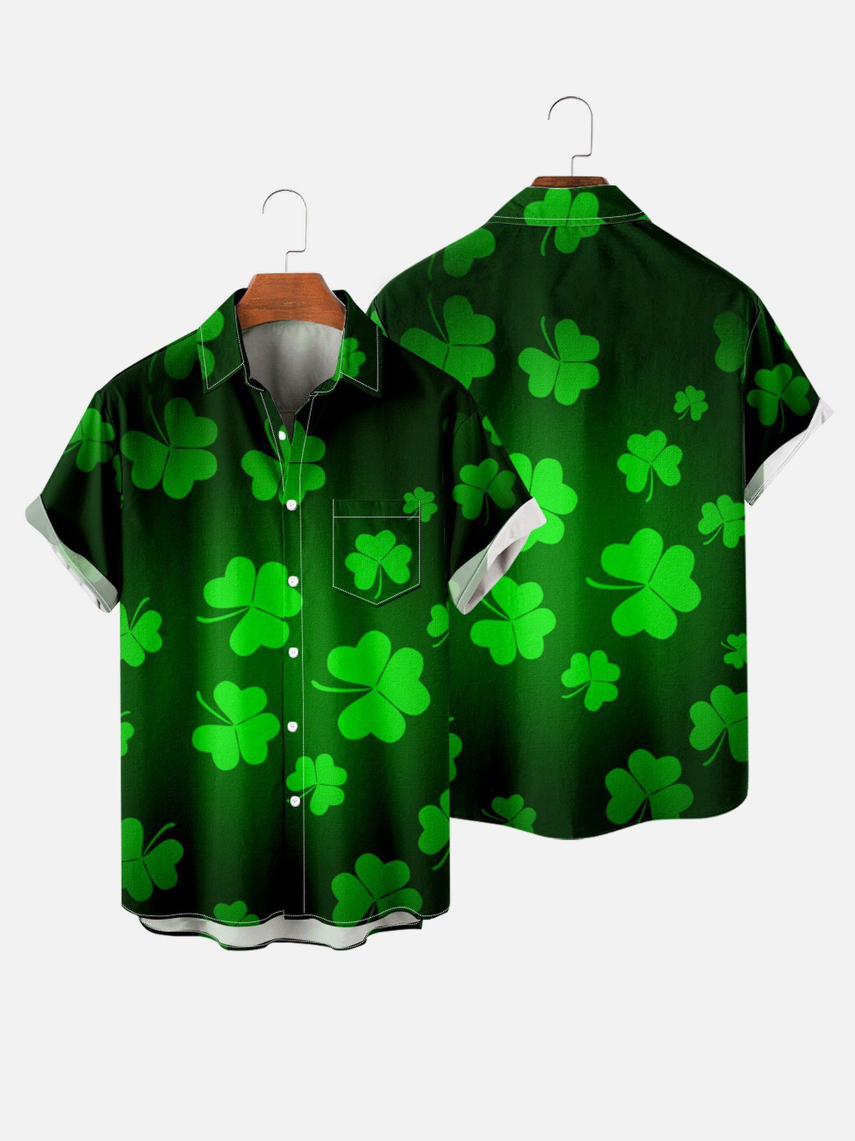 St. Patrick's Day Clover Print Men's Large Shirt