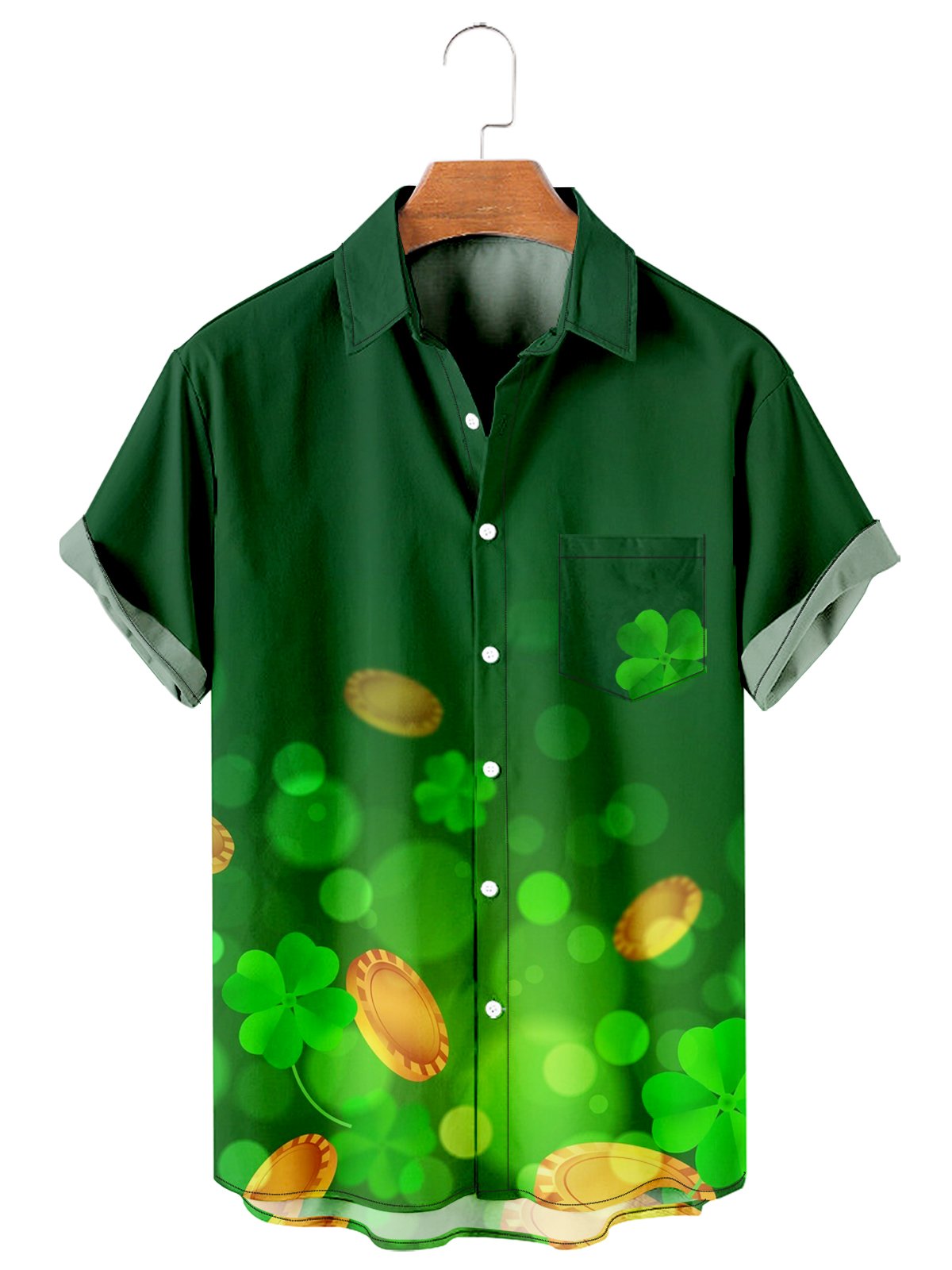 St. Patrick Clover Gold Coin Men's Large Shirt