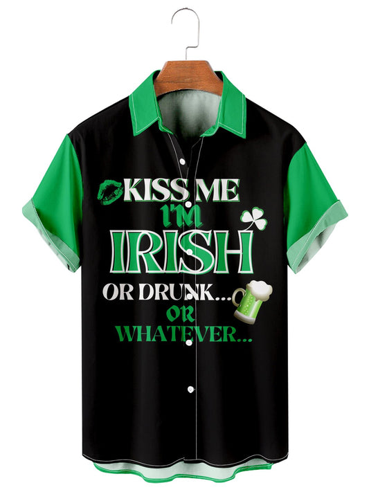 St. Patrick's Day casual loose men's plus size short-sleeved Shirt