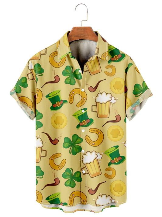 St. Patrick's Day casual loose men's plus size short-sleeved Shirt