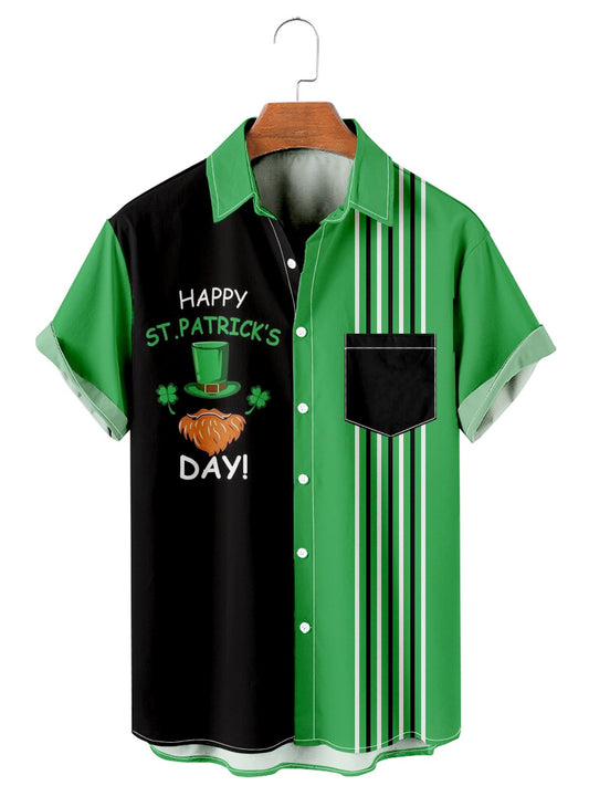 St. Patrick's Day casual loose men's plus size short-sleeved Shirt