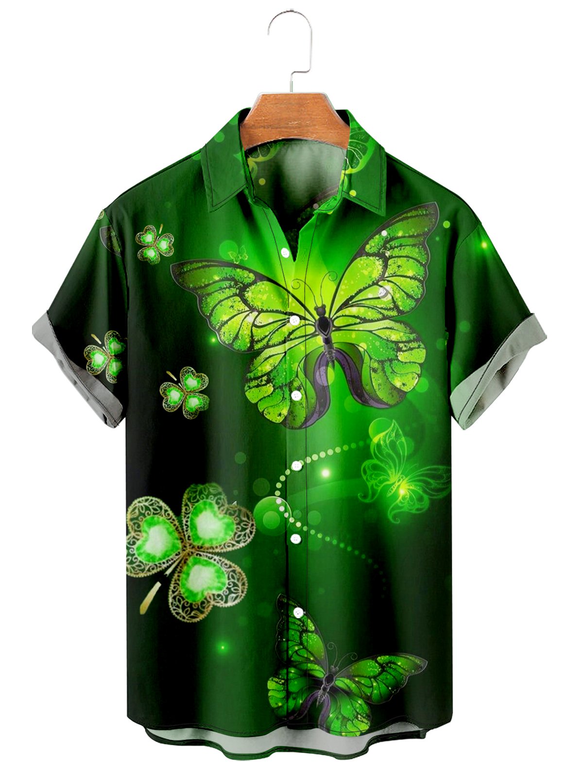 St. Patrick Butterfly Clover Men's Large Shirt