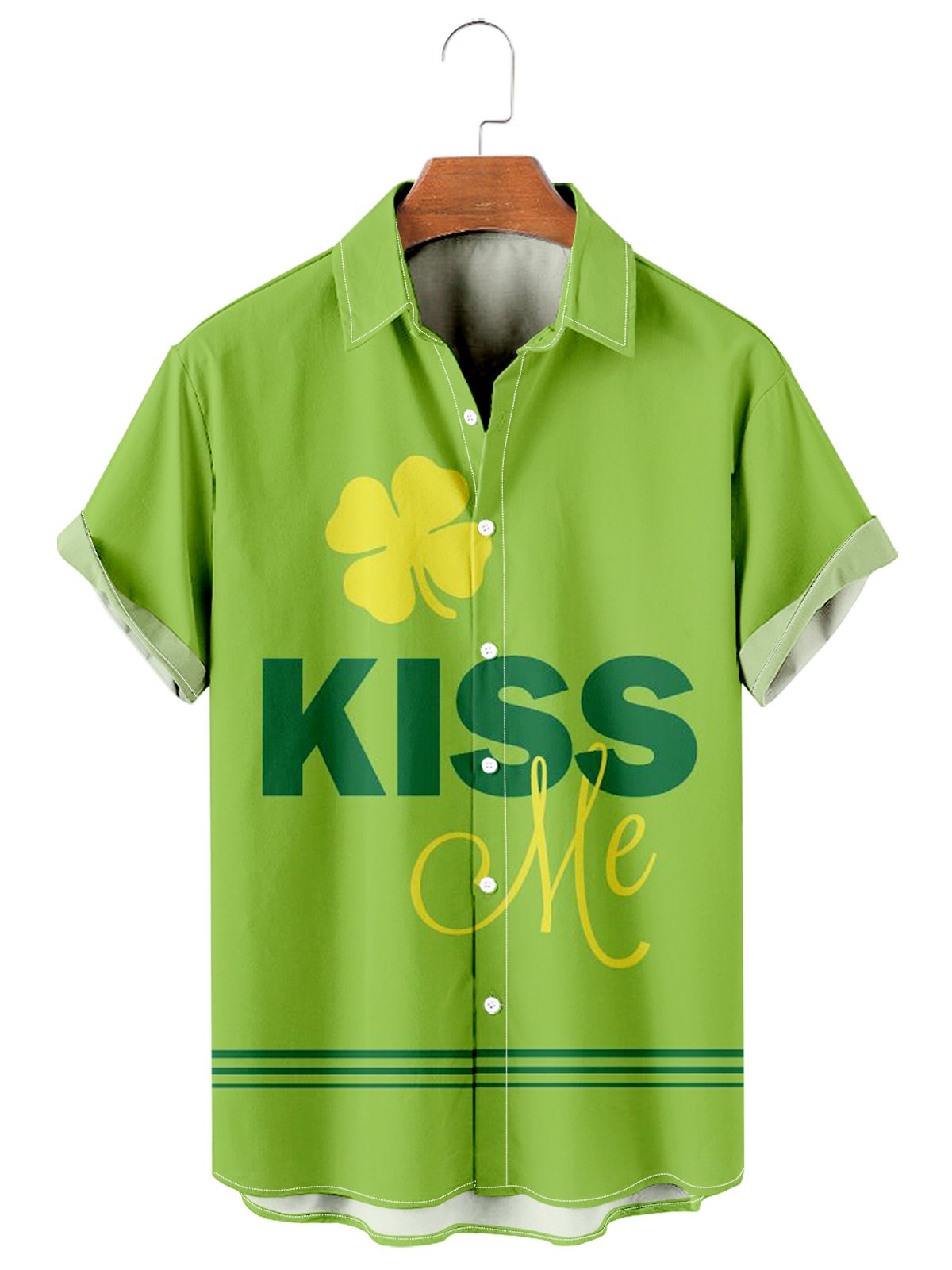 St. Patrick's Day casual loose men's plus size short-sleeved Shirt