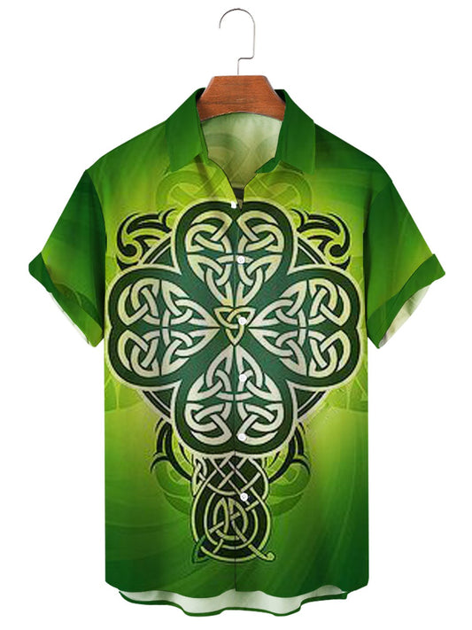 St. Patrick's Day Casual Loose Men's Large Short Sleeve Shirt