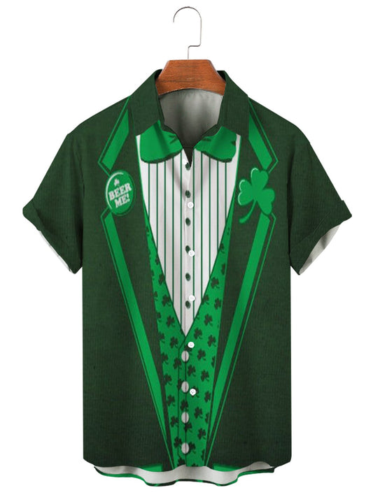 St. Patrick's Day Casual Loose Men's Large Short Sleeve Shirt