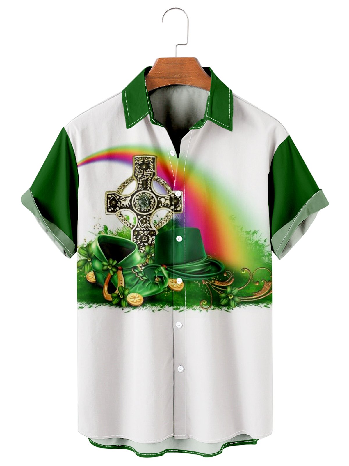 St. Patrick's Day casual loose men's plus size short-sleeved