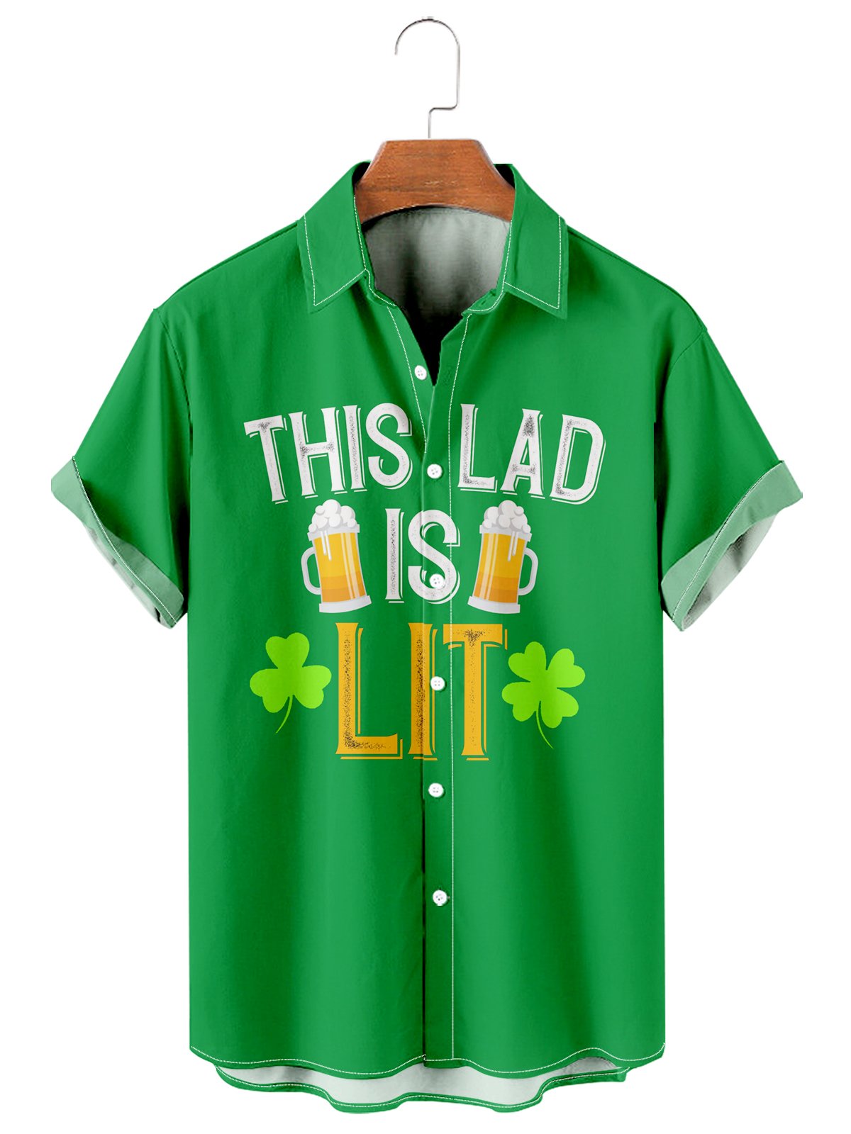 St. Patrick's Day casual loose men's plus size short-sleeved Shirt