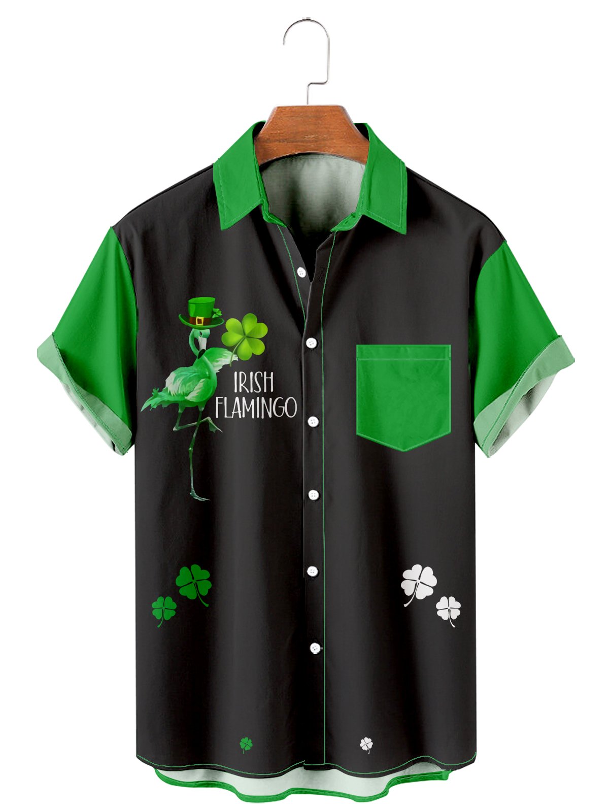 St. Patrick's Day casual loose men's plus size short-sleeved Shirt