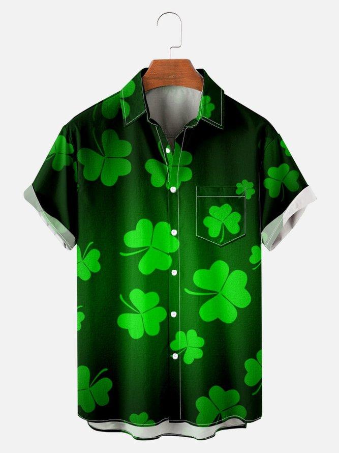 St. Patrick's Day Clover Print Men's Large Shirt