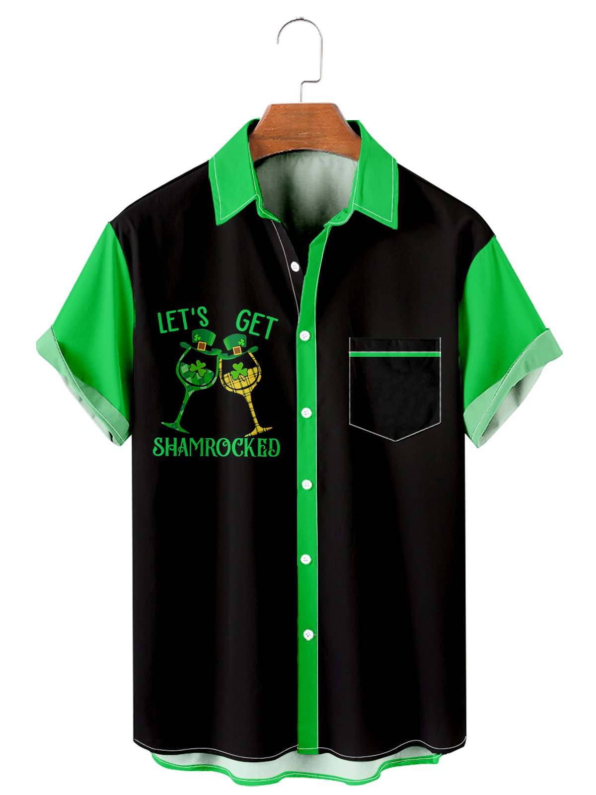 St. Patrick's Day casual loose men's plus size short-sleeved Shirt