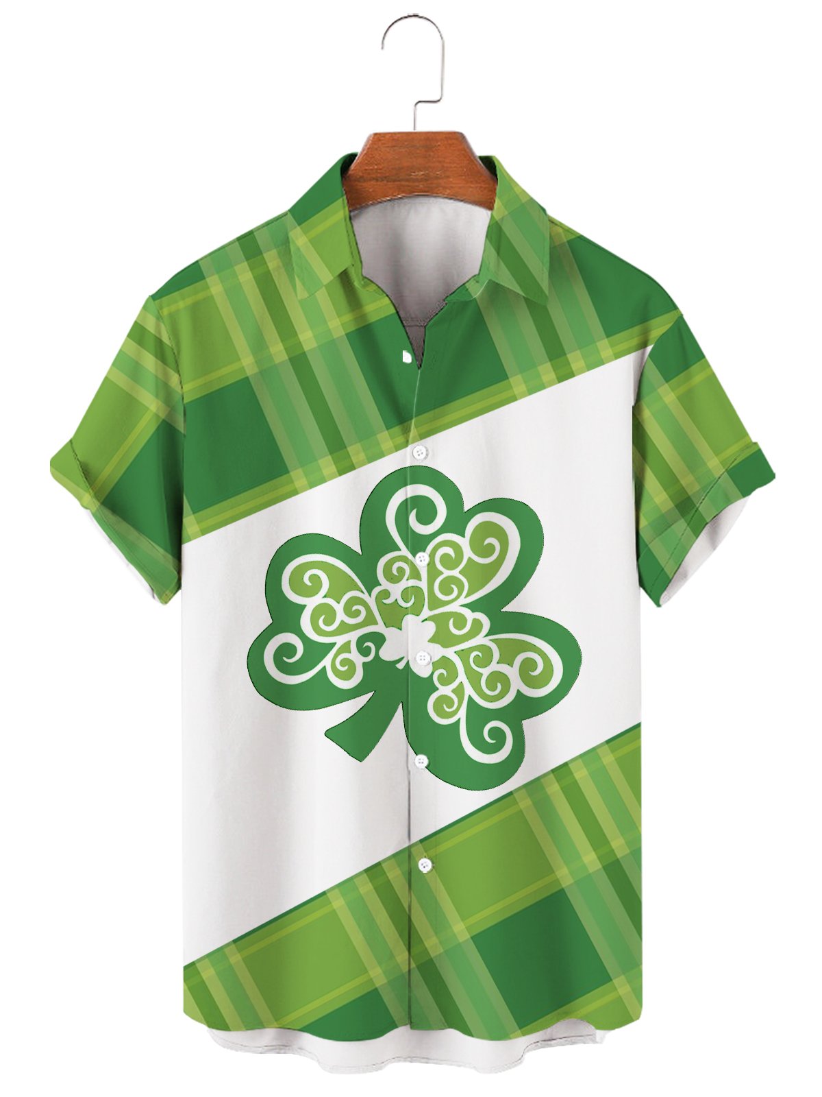 St. Patrick's Day Casual Loose Men's Large Short Sleeve Shirt