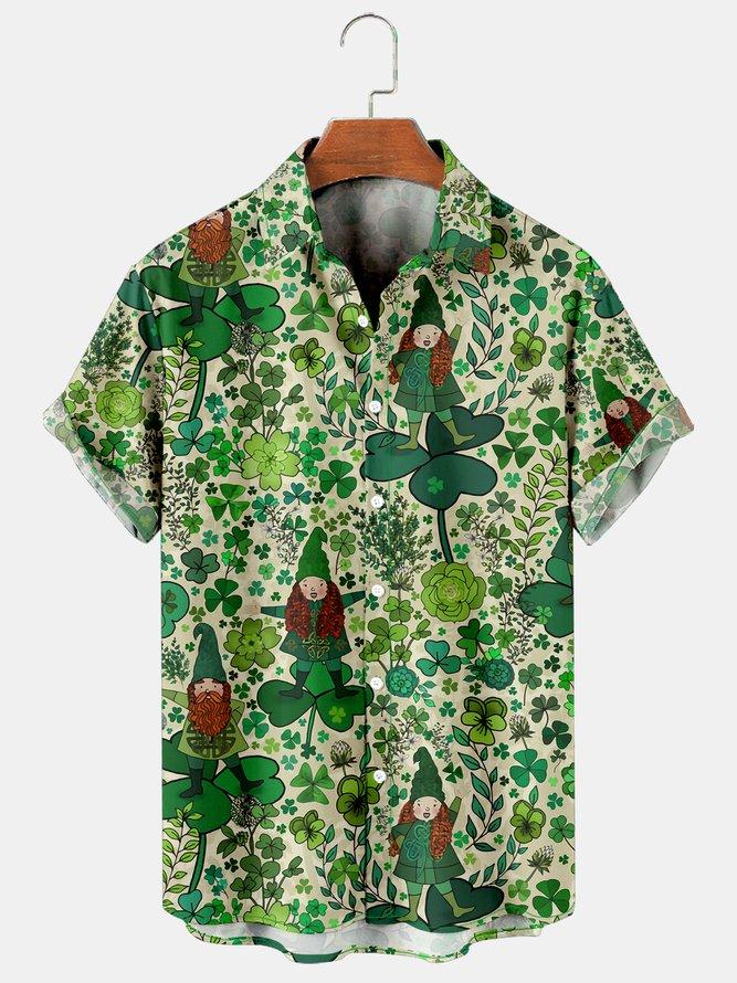 St. Patrick's Day Clover Casual Loose Men's Large Short Sleeve Shirt